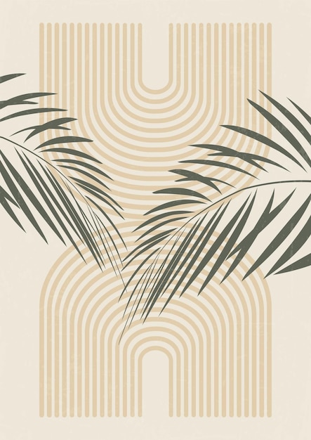 Minimalist Illustration with palm leaves and arches poster