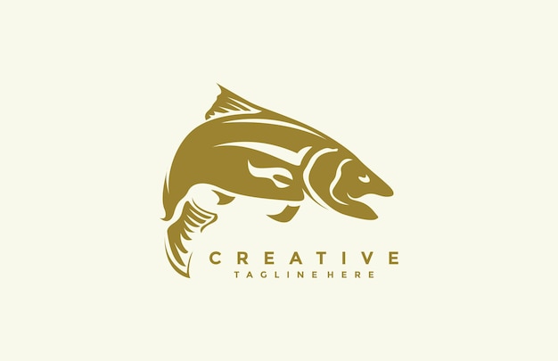 Minimalist Illustrative Fish Vector Gold Color Design