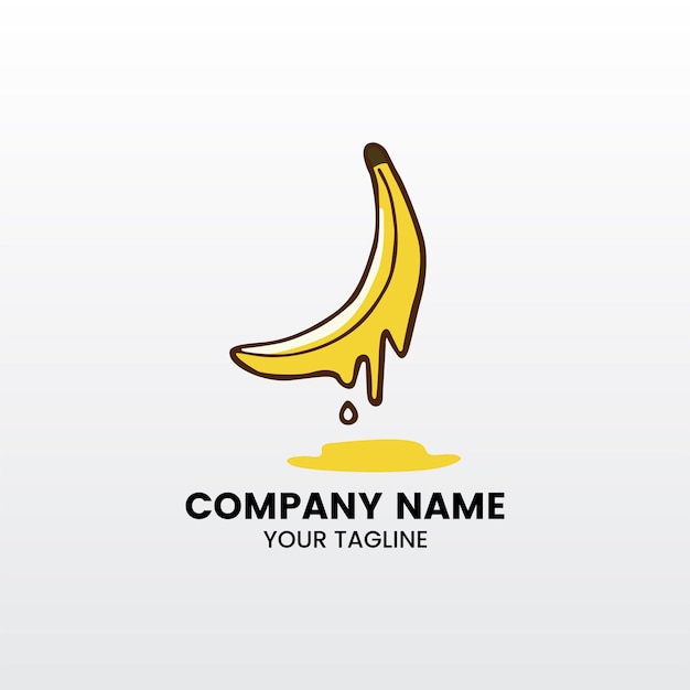 Design minimalista e ispiratore del logo divertente del logo del fumetto della banana del cioccolato fondente