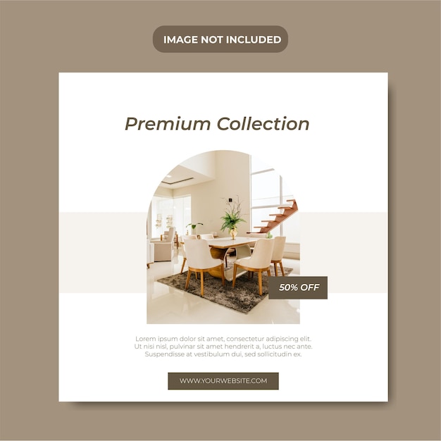 Minimalist interior design social media template