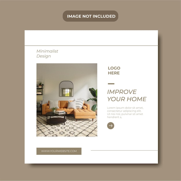 Vector minimalist interior design social media template