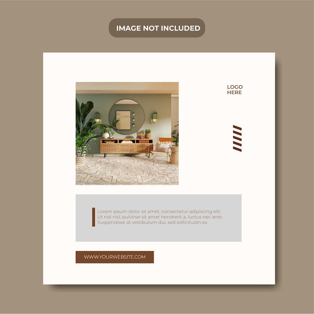 Minimalist interior design social media template