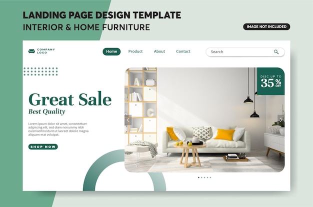 Vector minimalist interior and furniture landing page