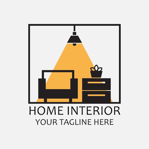 Vector minimalist interior logo creative line art style concept for furniture interior template