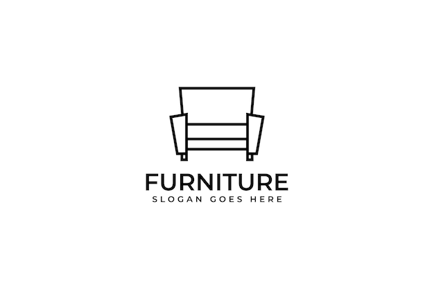 Minimalist interior sofa lines logo design vector icon symbol illustration