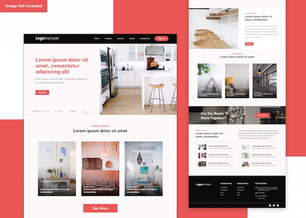 Vector minimalist interior website design template