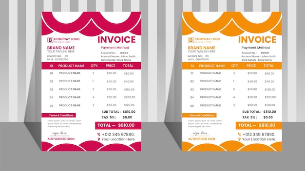 Vector minimalist invoice design template for your business time