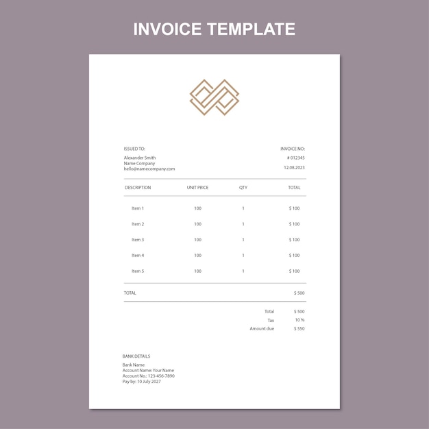 Minimalist invoice template