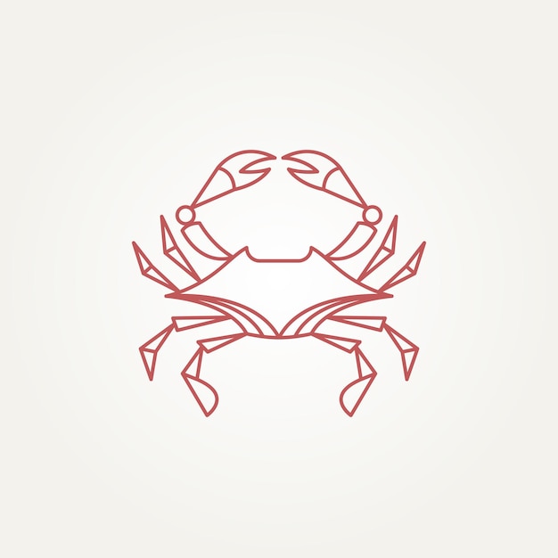 Vector minimalist isolated crab line art icon logo template vector illustration design