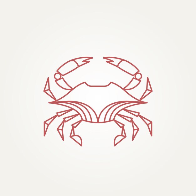Vettore minimalista isolato granchio frutti di mare ristorante linea d'arte icona logo modello vettoriale illustrazione di progettazione