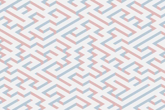 Vector minimalist isometric labyrinth 3d vector background illustration with noise effect overlay