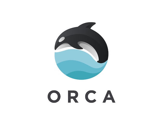 Минималистский прыгающий шаблон логотипа orca