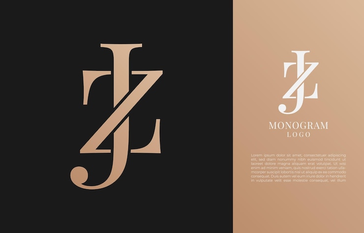 Vector 미니멀리스트 jz 또는 zj 이니셜 문자 빈티지 브랜드 및 로고