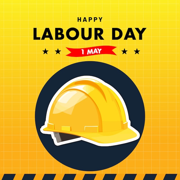 Minimalist Labor Day Poster Design Template with Labor Day Vector Illustration with Tools and Worker