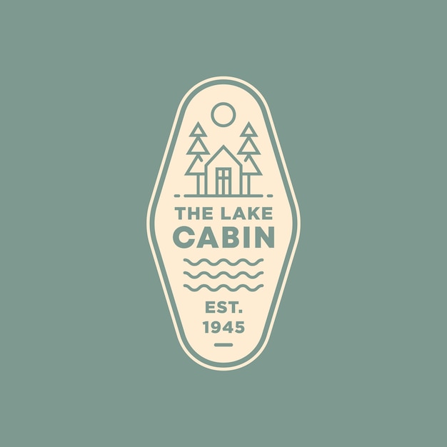 Minimalist the lake cabin or cottage rent house badge icon logo template vector illustration design simple modern lake cabin forest cabin log cottage logo concept