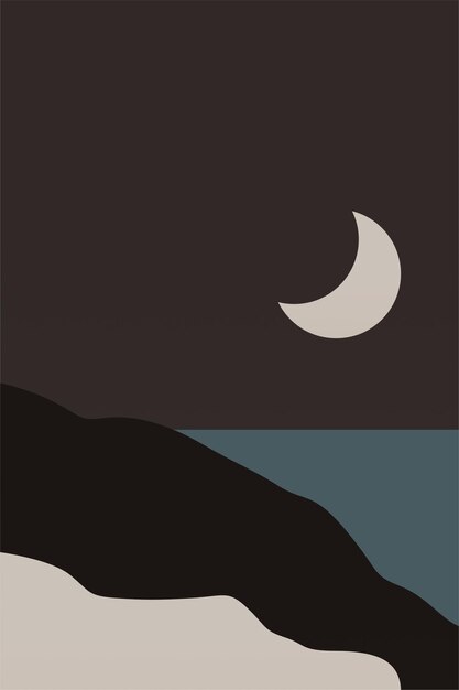 Vector minimalist landscape wall art printable landscape boho wall art printable wall art decoration poster