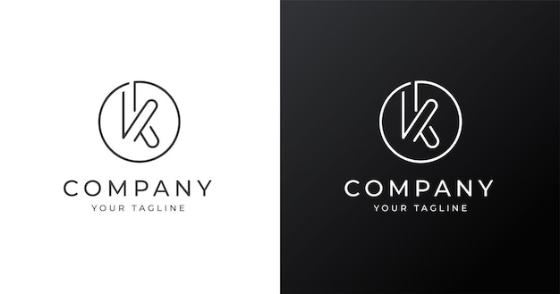 Minimalist letter K logo design template with circle shape style