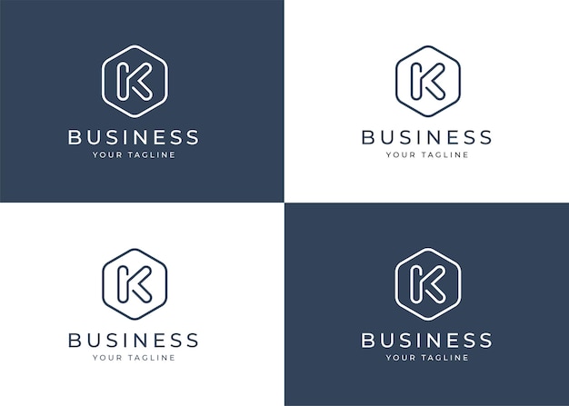 Modello di progettazione di logo minimalista lettera k con forma geometrica