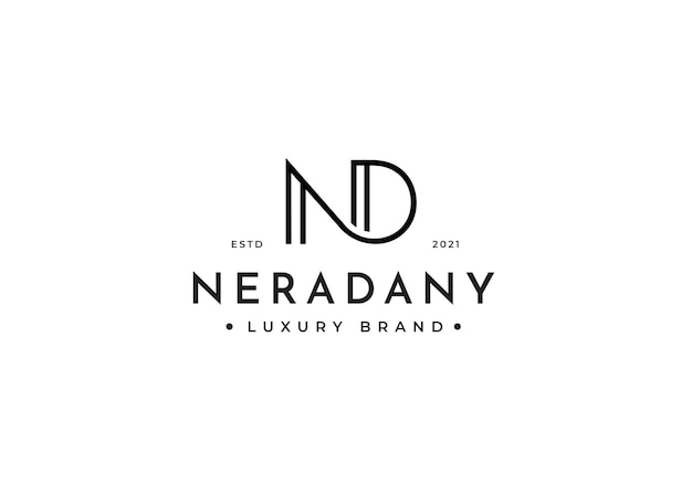 Minimalist letter n d logo design for personal brand or company