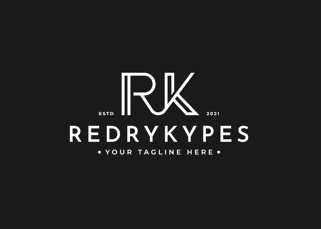 Minimalist letter r k logo design template