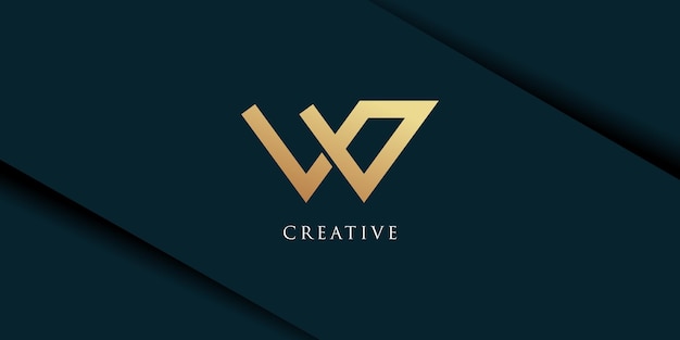 Minimalist letter w logo with gold gradient design icon vector