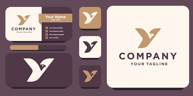 Minimalist letter Y with falcon concept y logo be used for your company brand identity