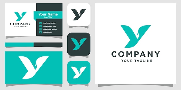 La lettera minimalista y con il logo y del concetto di falco può essere utilizzata per l'identità del marchio della tua azienda