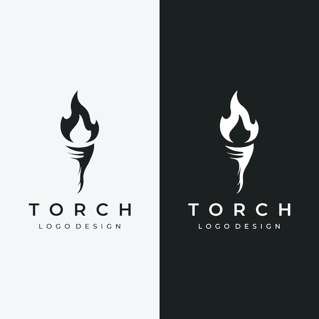 Vector minimalist liberty torch logo template design torch with simple shape elegant letter t fire and pillar