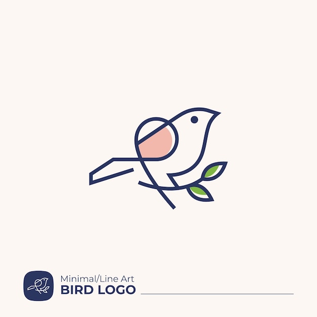 Vector minimalist line art bird logo design