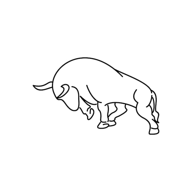 Minimalist line art bull logo