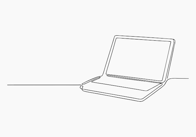 Minimalist line art of a laptop computer design