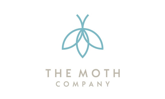 Minimalist line art moth met flower-logo