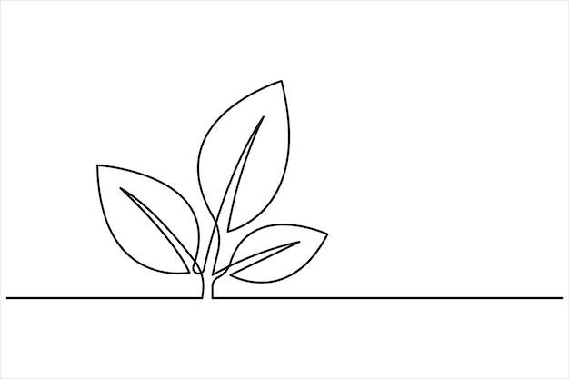 Minimalist Line Art of Three Leaves