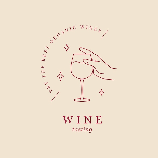 Minimalist line design of wine glass in a hand