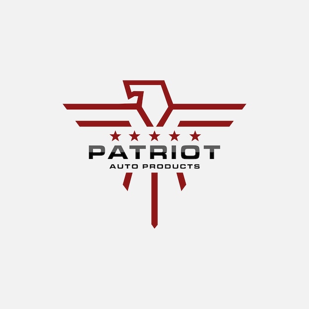 Vettore lineart minimalista del modello vettoriale dell'icona del logo patriotic eagle su sfondo bianco