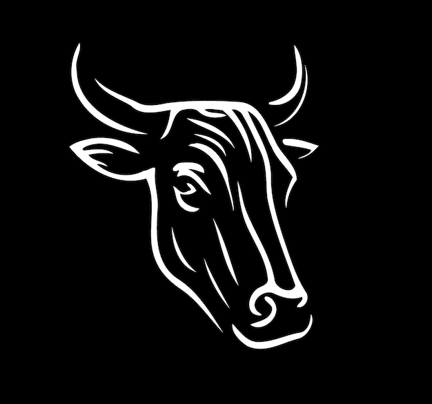 Minimalist lineart style symbol with cow animal head