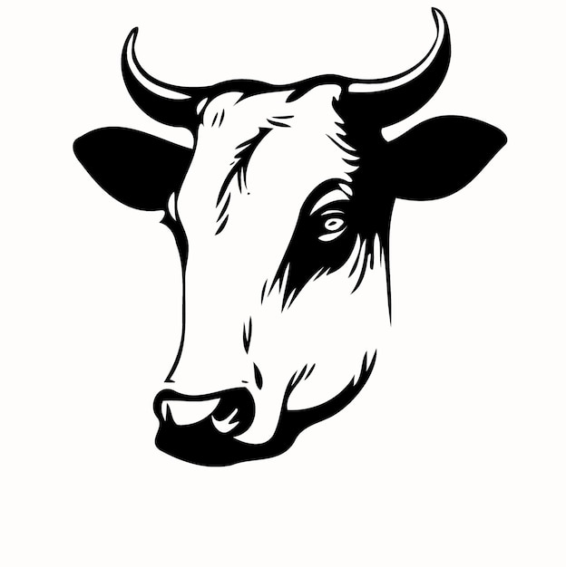 Minimalist lineart style symbol with cow animal head