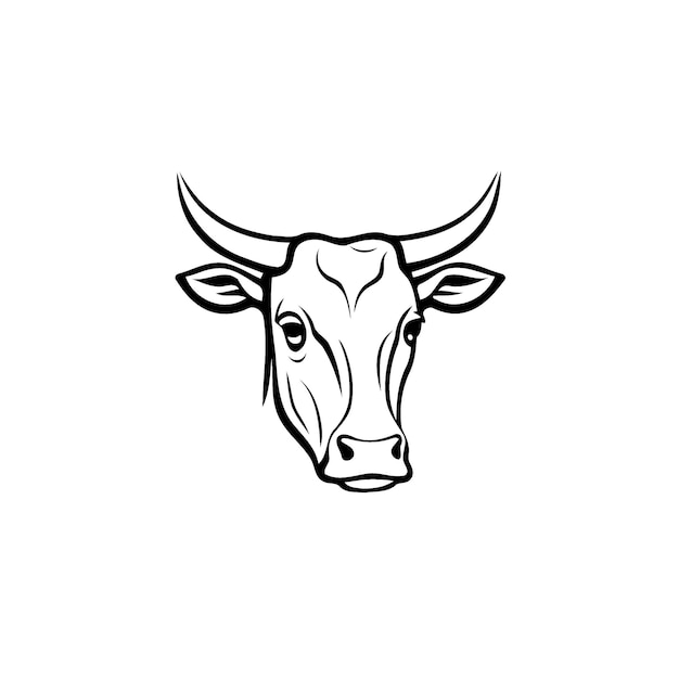 Minimalist lineart style symbol with cow animal head