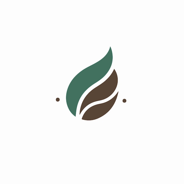 Un logo minimalista di un chicco di caffè che germoglia una foglia su uno sfondo bianco