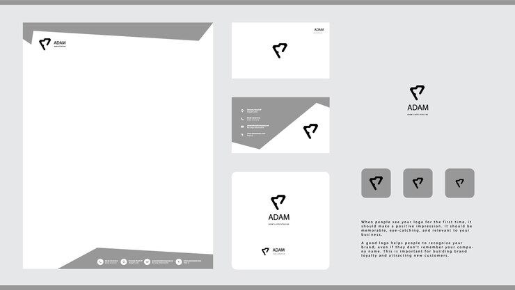 Minimalist Logo Design Branding Template Business Name and Stationery Design Idea