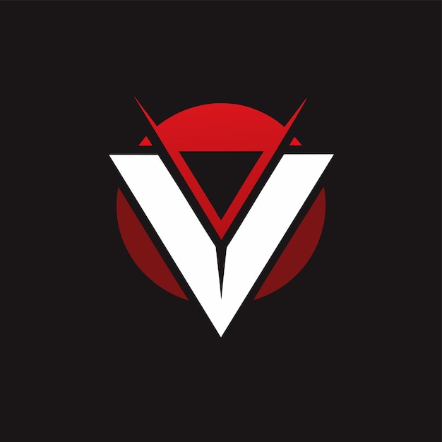 赤い円の内にある負のスペースを使用して作成された文字Vを特徴とするミニマリストのロゴデザイン隠された画像を作成するために負の空間を使用してミニマリスのロゴを構築します