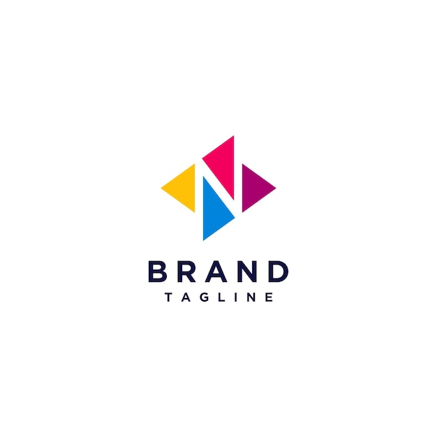 Minimalist logo design of four colorful triangles forming the letter n on the negative space.