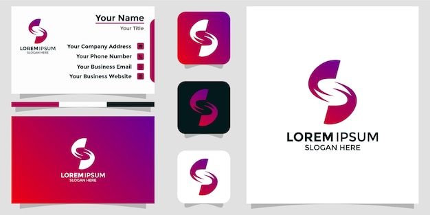 Minimalist logo design letter S and branding card