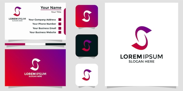 Minimalist logo design letter S and branding card