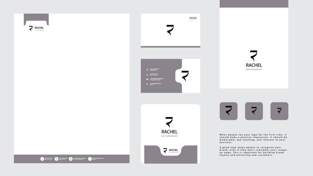 Vector minimalist logo design templates with branding business name letterhead and business card