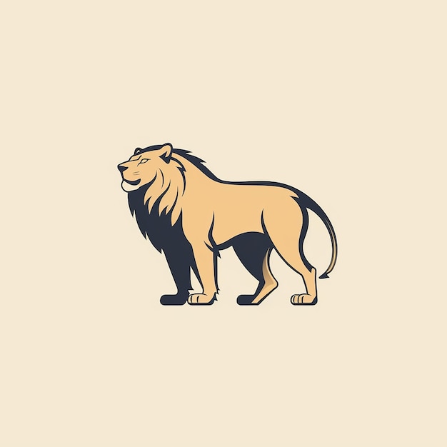 Minimalist logo of full body of a lion