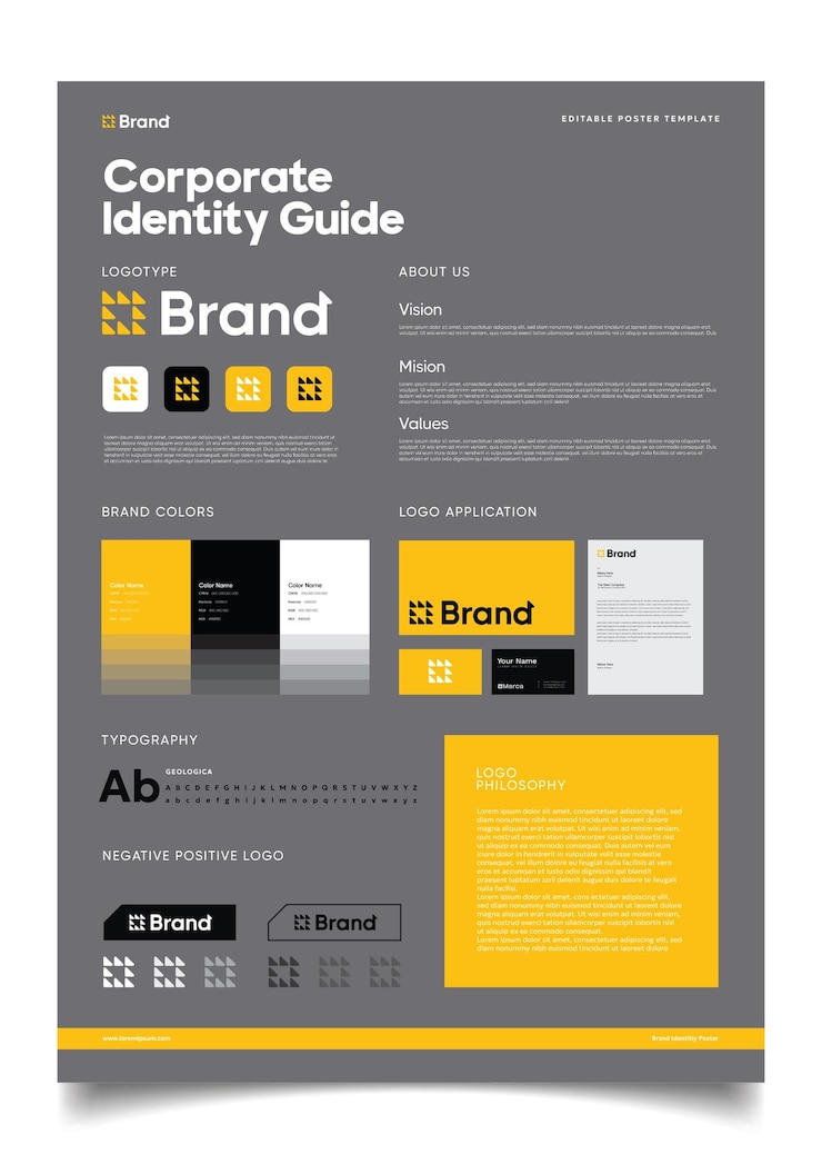 Vector minimalist logo guidelines poster design