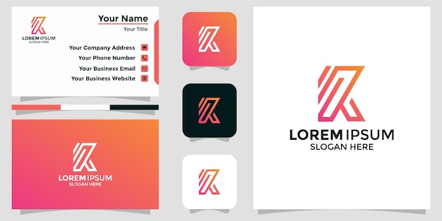 Logo minimalista lettera k e carta di branding