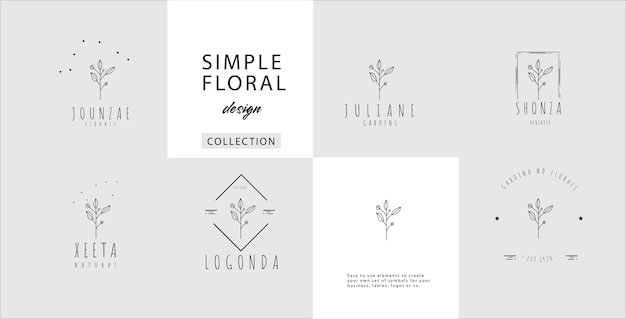 Минималистичный набор логотипов с цветочными и ботаническими элементами для удобства использования