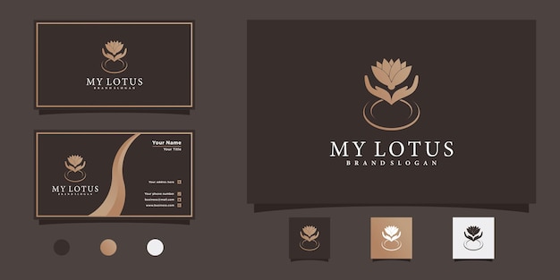 Ispirazione al design minimalista del logo del fiore di loto con una forma moderna unica e un design di biglietti da visita premium vecto